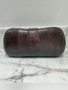 Vintage Serpui Marie RARE Exotic Genuine Purple Snakeskin Evening Bag Clutch